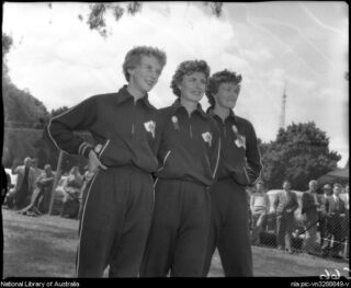 Three Australian women athletes: Betty Cuthbert, Marlene Mathews and Norma Croker?