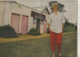 Brothel Madam Carmel Galvin outside Questa Casa, Hay Street, Kalgoorlie