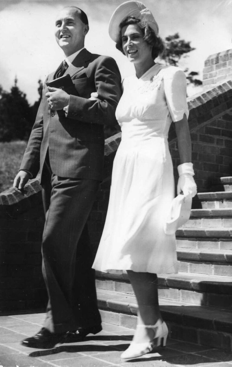 Hope Hewitt and C. L. S Hewitt (later Sir Lenox Hewitt) married at Scotch College Chapel, Melbourne, in 1942